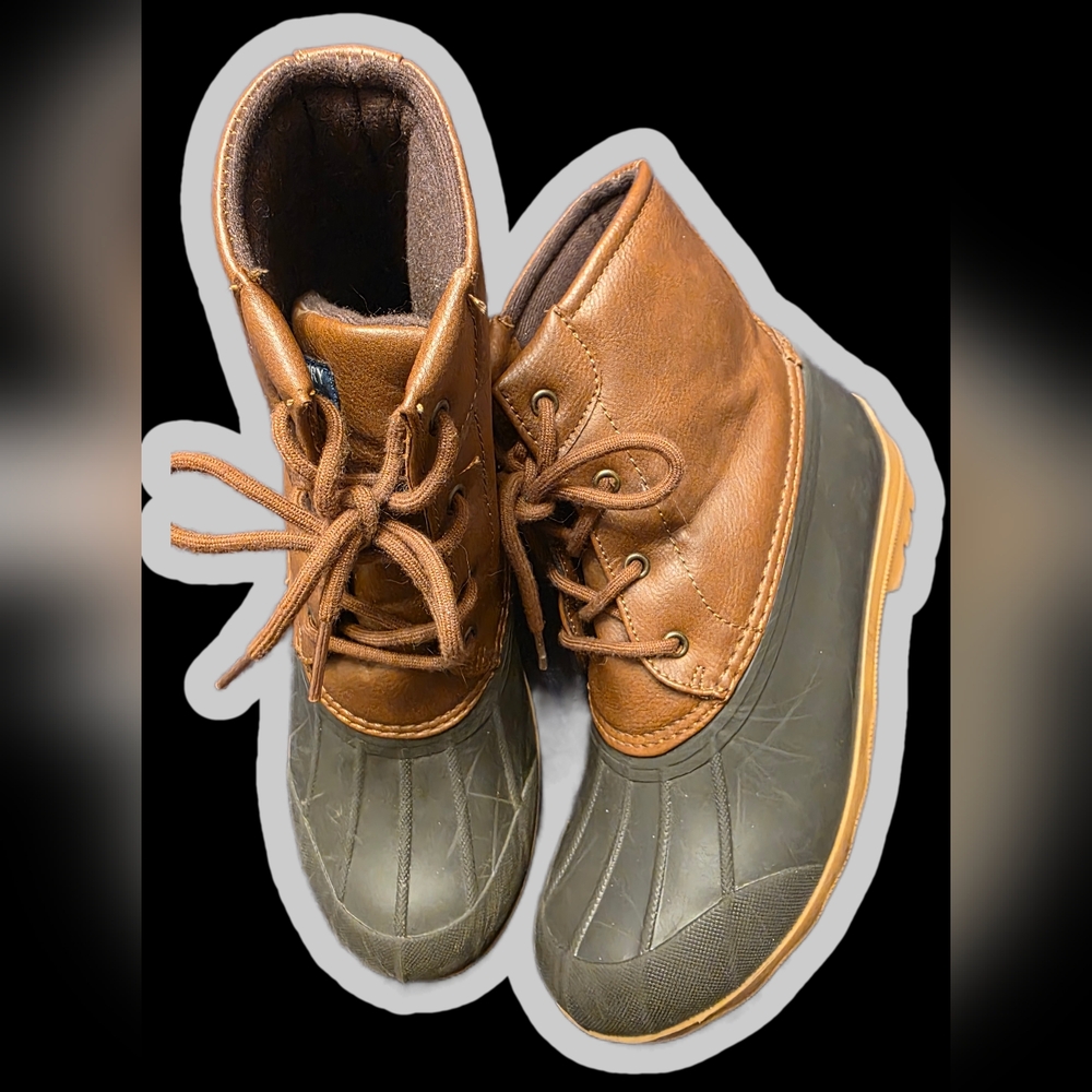 Brown and Green Kids Boots
